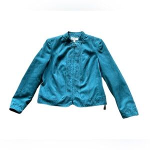 Conrad C Collection Teal Cut Out Design Full Zip Long Sleeve Jacket Women’s 12